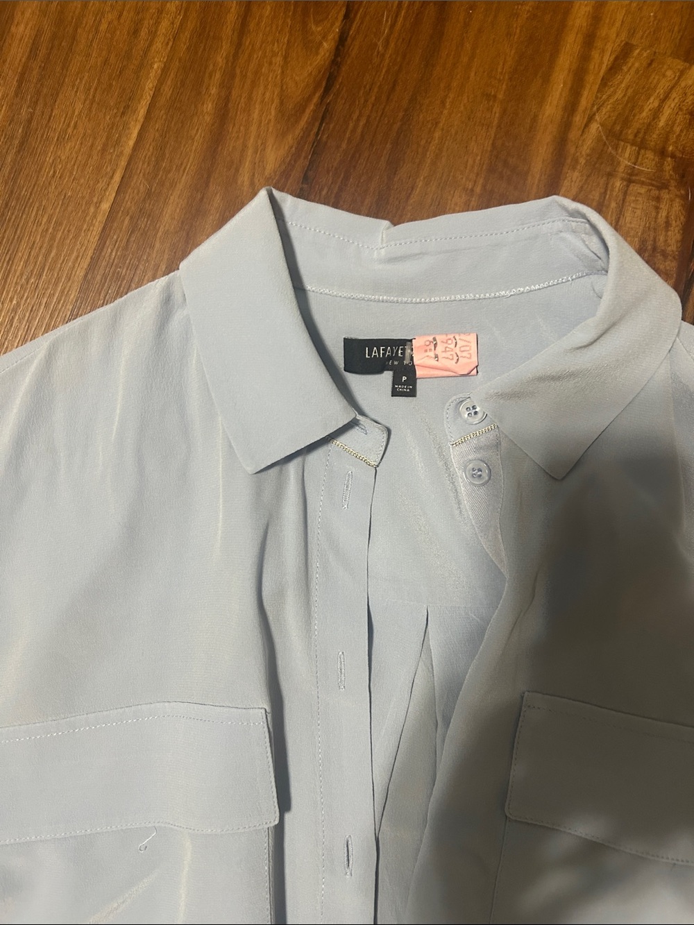 Lafayette 148 New York Light Blue Button-Down Blouse